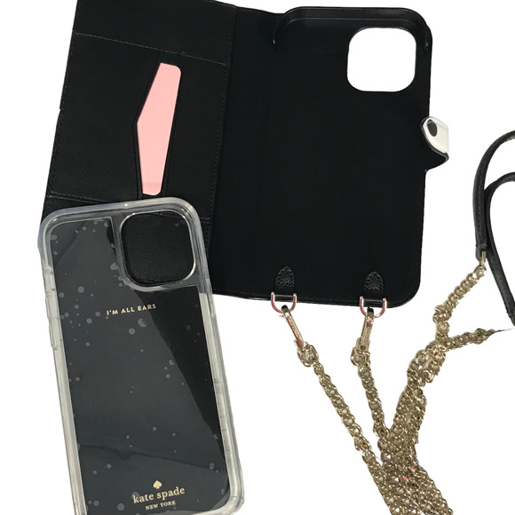 KATE SPADE iPhone 12 PRO Leather Magnetic Folio Chain Crossbody Bag Case - Picture 3 of 7